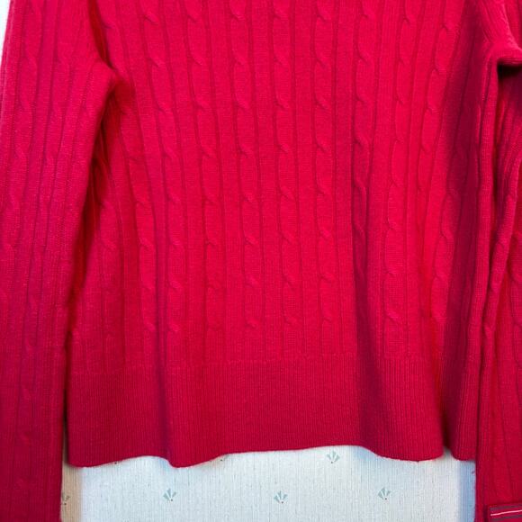 Vineyard Vines Cable Knit Cashmere Sweater Size Small Red Plaid Cuffed Preppy - Picture 4 of 9